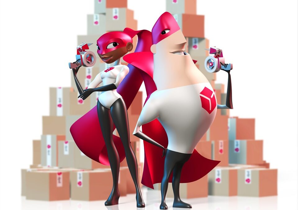 Extragirl et Extraman, Mascottes 3D pour la communication interne de DPD France.