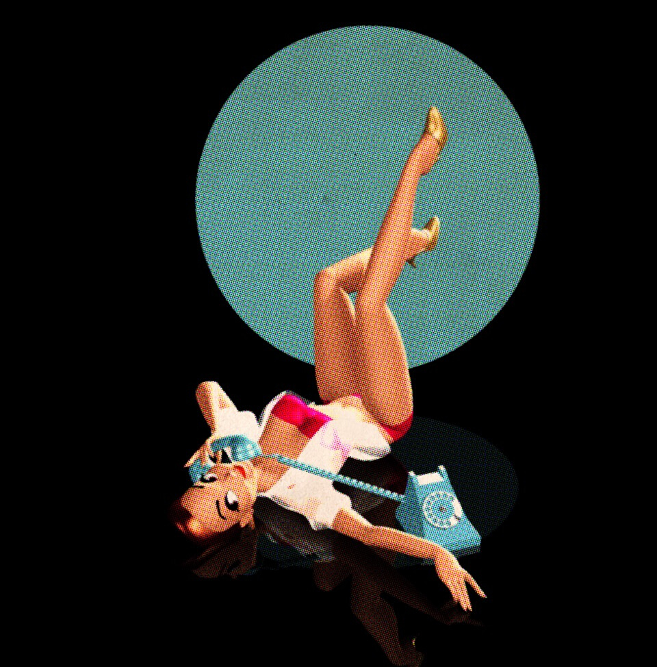 Illustration 3D d'une pinup dans le style de Elvgren, avec un traitement graphique rétro.