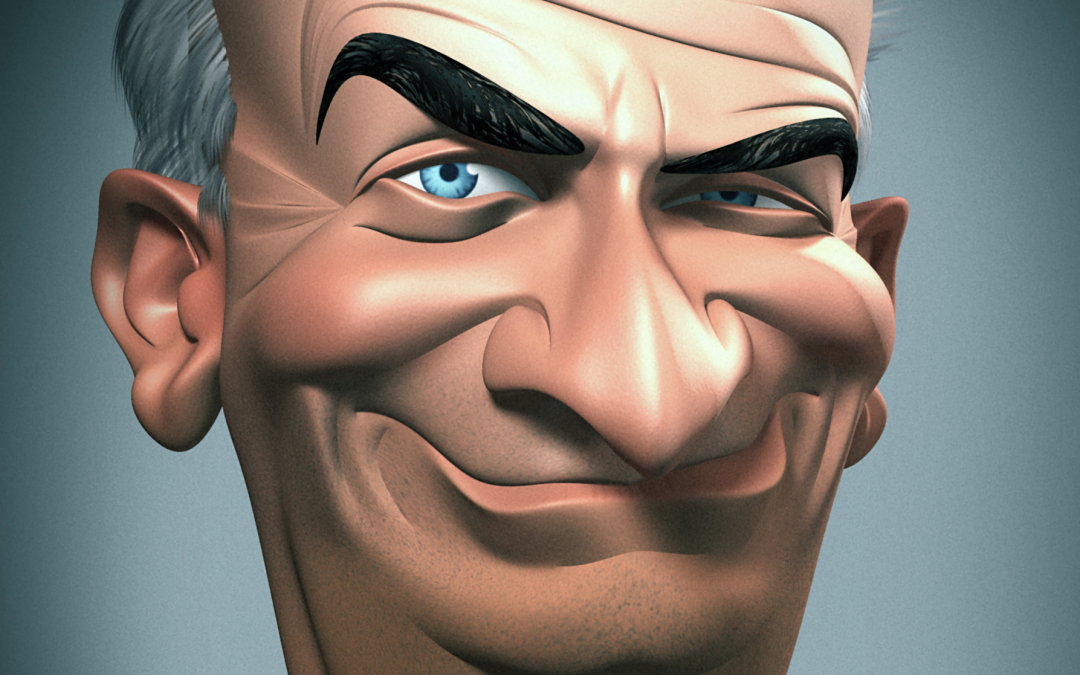 Une caricature 3D de Louis de Funès, inspirée des œuvres de Mulatier, Ricord et Morchoisne, qui m'ont beaucoup influencé à mes débuts.