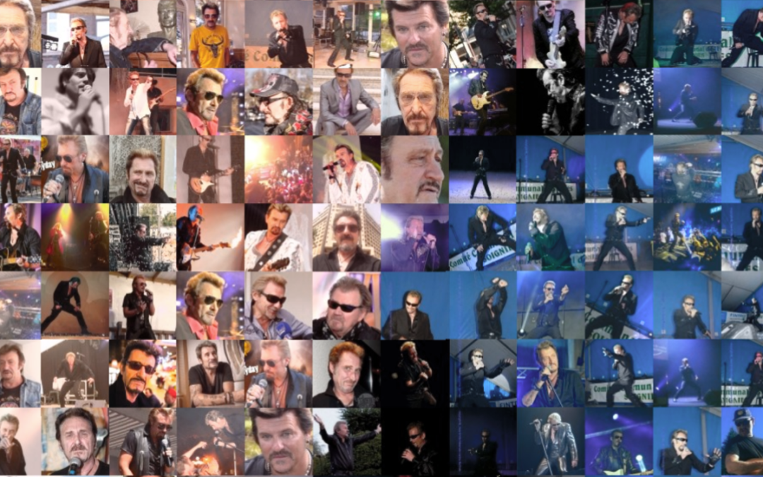 Mosaique de Johnny Hallyday composée de plus de 300 photos de sosies.